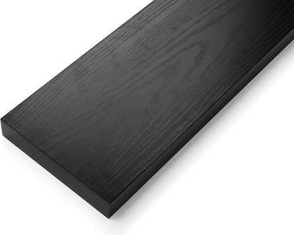 LA GRANGE RANGE® 23.6" Floating Shelves for Wall, 2X Pack, Wall Shelves for Storage & Décor, Perfect for Bathroom, Bedroom, Kitchen, Living Room, Natural Wood Finish with Hidden Bracket (Raven Black)