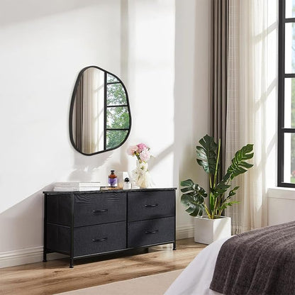 Irregcular Wall Mirror 20"x16" Black Asymmetrical Bathroom Mirror Metal Framed Modern Decorative Vanity Mirrors for Bedroom Living Room Entryway