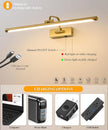 Picture Lights for Wall Battery Operated, Rechargeable Light for Pictures with Remote & Timer, Gold Art Light for Paintings 24 Inch Wireless Dimmable Cordless Gallery Frame Lights with 3CCT