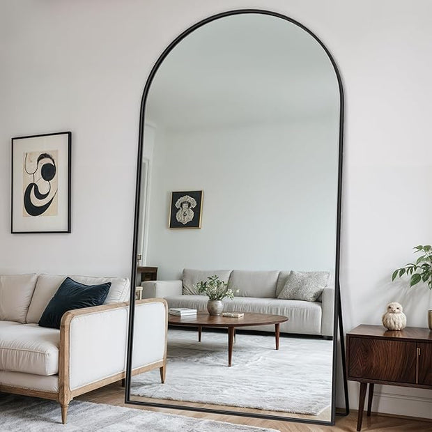 Full Length Mirror, 81" x 41" Arched Full Body Mirror Large Standing Floor Mirrors, Mirrors for Bedroom, Bathroom, Living Room Standing or Wall Leaning, Black