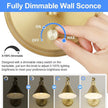 TRLIFE Wall Sconce Plug in, Dimmable Wall Sconce Brushed Brass Swing Arm Wall Lights with Plug in Cord and Dimmer On/Off Knob Switch, Wall Mounted Light for Bedside Bedroom Stairway (1 Pack, 1 Bulb)