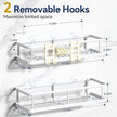 YASONIC Shower Caddy Adhesive, No Drill Bathroom Shower Organizers, with Removable Hooks, Rust Proof Shower Shelves, Wall-Mounted Shower Holder, White, 2 Pack
