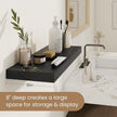 Fun Memories Rustic Floating Shelves for Home Decor, 8 Inch Deep Floating Shelf, Solid Wood Floating Wall Shelves 24 Inch Long, Deep Wall Shelves for Bathroom, Living Room, Black Finsh, Set of 2