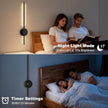 Rechargeable Wall Sconce Lights with Remote, Battery Operated Wall Lights 3 Color Temperature, Dimmable Wireless Wall Lamp Black 70CM for Living Room Bedroom Hallway 2 Pack