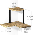 SRIWATANA Rustic Corner Shelf, 2-Tier Wood Wall Shelf, Wall Mounted Storage Shelves for Bedroom, Living Room, Bathroom, Carbonized Black