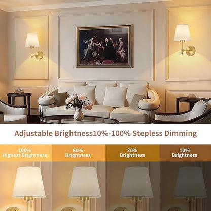 Battery Operated Wall Sconce Set of 2, Rechargeable Wireless Wall Lights with fabric Lampshade, 5000mAh Dimmable Bulbs with Remote,15 Colors Wireless Wall Lamps for Bedroom Living Room Hallway Decor