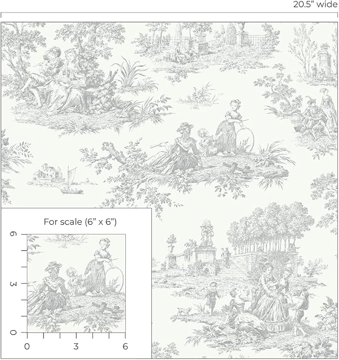 NextWall Chateau Toile Peel and Stick Wallpaper (Argos Grey)