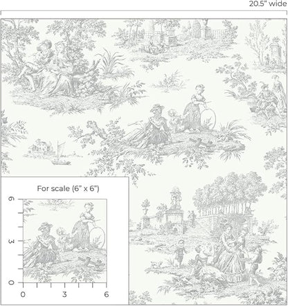 NextWall Chateau Toile Peel and Stick Wallpaper (Argos Grey)