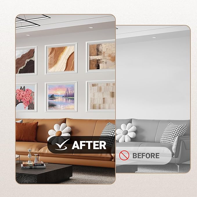 6 Sets Peel and Stick Wall Molding Kit, Premade Wainscoting Panels, Self Adhesive 3D Trim for Interior Walls Picture Frame(16