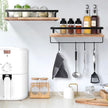 Uten Floating Shelves, Wall Shelf Outdoor, 42x15x8 cm, Shelving Unit for Wall, Towel Holder 6 Hooks, Kitchen Spice Rack, Storage Organiser Shelf for Bedroom, Bathroom, Living Room, Office