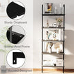 aboxoo Ladder Shelf Open 5-Tier Bookshelf Wall-Mounted Black Wood Bookcase Storage Rack Open Industrial Modern Plant Stand Utility Organizer Bookcase Metal Frame Furniture Office Bedroom