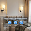Battery Operated Wall Sconces Set of Two, Wireless Wall Sconces with Remote Control, 3CCT Dimmable Rechargeable Wall Lights, Black Wall Lamps for Bedroom, Living Room, RGB Bulbs Included, ETL Listed