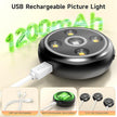 3 Pack Picture Light for Wall with 1200mAh Rechargeable Battery Operated Lights Remote Dimmable Timer Painting Light Magnetic 3 Adjustable Lighting RGB Modes Wall Decor Lights for Living Room (Black)