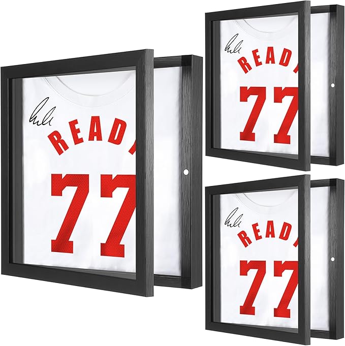3 Pack T Shirt Display Frame, 11.3'' X 11.3'' Black Imitation Wood T Shirt Frame with 98% UV Protection Acrylic, 1