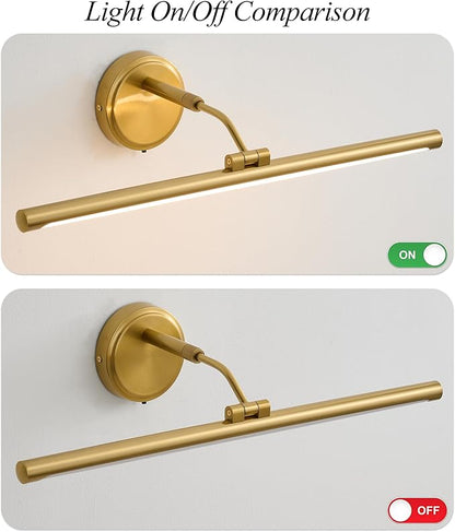 Hardwired Picture Lights for Wall,Gold Led Art Light for Painting,Modern Metal Picture Frame Light,3CCT Dimmable Poster Gallery Painting Bookshelf Portrait Lights for Pictures On Wall 8W