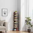 TUTOTAK Narrow Bookshelf, 8-Tier Bookcase, Spine Book Shelf for Small Space, Corner Standing Shelf for Living Room, Office, Study, Entryway, Rustic Brown BS06BB008