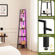 Yoobure Corner Shelf Stand, 5-Tier Bookshelf with LED Lights & Steel Frame, Tall Storage Shelves for Living Room, Bedroom, Office, Multi-Purpose Display Bookcase