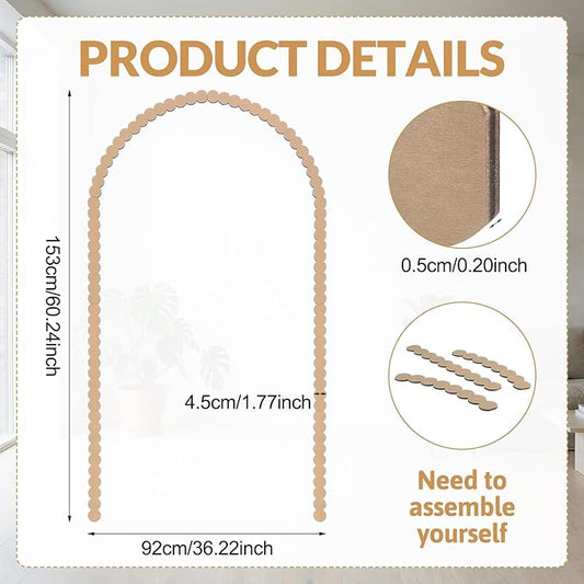 Novabright Unfinished Round Decorative Wood Trim Pre-Cut Wood Molding Cute DIY Moulding Trim Decorative Wainscoting Panel for Home Wall Cabinet Shelf Window Door, 60 x 36 Inch
