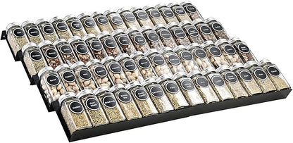 Metal Spice Rack Tray - Spice Drawer Organizer for Kitchen Cabinets Storage and Organization (Jars Not Included)