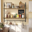 Merapi Industrial Pipe Floating Shelf with Towel Bar & Hooks - 31.5