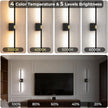 Battery Operated Wall Sconce Set of Two - 10000mAh Cordless Rechargeable Wall Sconces with Remote & Touch Control, 360°Rotate, 4CCT Dimmable Black Wall Lights for Bedroom Living Room, 31.5 inch