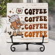Coffee Bar Decor, Farmhouse Kitchen Table Decor, Coffee Station Accessories, Wooden Decorative Sign with Iron Stand for Table Desk Shelf Display-E29