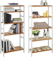 SONGMICS Bamboo Storage Shelf, 5-Tier Shelving Unit, Multifunctional, in The Entryway, Bathroom, Living Room, Balcony, Kitchen, 10.2 x 23.6 x 51.2 Inches, Cloud White and Light Bamboo UBCB35WN