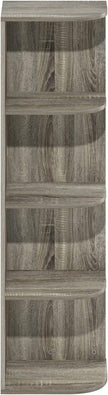 Furinno Pasir 4-Tier Corner Open Shelf Bookcase, French Oak
