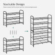 SONGMICS Shoe Rack, 3 Tier Shoe Organizer for Closet, Holds up to 12 Pairs of Shoes, Shoe Rack for Front Door Entrance, Metal Shoe Shelf with Adjustable Tilt Angle, for Entryway, Garage, Black
