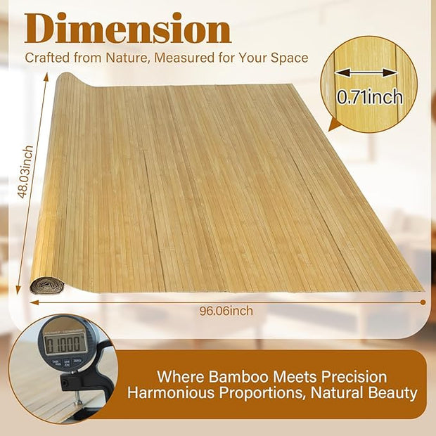 Natural Bamboo Wall Panel for Interior Wall Decor, Pole Wrap Wainscoting Wall Cladding Panel for Kitchen Island, Bedroom, Living Room, Office, Light-Carbonized (48" * 96")