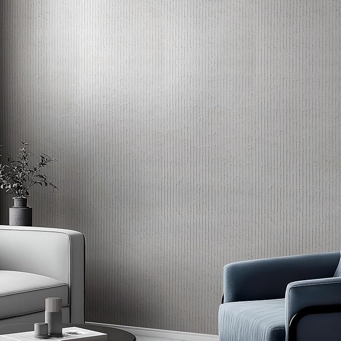 3D Faux Stone Peel and Stick Roll-15.7"x110"Thick PVC Foam Wall Paneling,DIY Self Adhesive Removable Waterproof&Sound Dampening for Cement Texture Accent Wallpaper for Living Room,Bedroom Decor(Gray