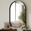 GLSLAND 20”x30“ Arched Bathroom Mirror - Black Aluminum Alloy Framed Wall Mirror, Arch Matted Vanity Mirror for Bedroom, Entryway Home Decor