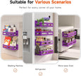 4 Pack Strong Magnetic Spice Rack for Refrigerator, Multipurpose Magnetic Shelf for Fridge with 4 Hooks for kitchen and Bathroom Organization, Purple
