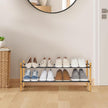 STORAGE MANIAC Expandable Shoe Rack, 8 Pairs Stackable Small Shoe Rack, Metal Adjustable Shoes Organizer for Closet, Entryway, Hallway, Garage, Front Door, Shoes Shelves, Bamboo 2 Tier