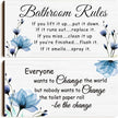 Jetec 2 Pieces Funny Bathroom Signs Bathroom Wall Decor Toilet Wall Accessories Farmhouse Toilet Rustic Wooden Signs, 12x6 Inch(Blue Floral)