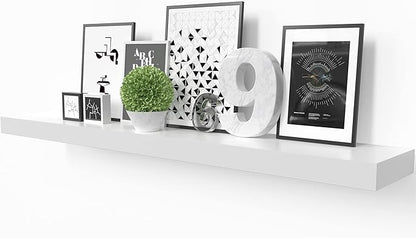Ballucci Floating Shelf, 36" Wood Wall Shelf with Invisible Brackets for Bathroom, Living Room, Bedroom, Kitchen, Nursery, 6" Deep, White