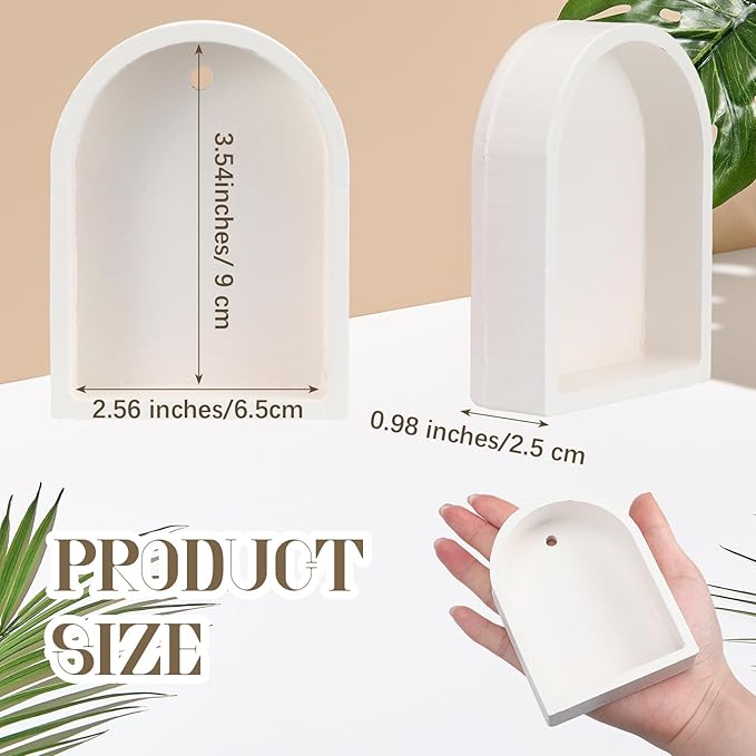Ripeng 4 Pcs Tiny Arch Shelf 3.5 x 2.5 Inch Mini Floating Wall Shelves Small Wall Shelf Boho Farmhouse and Retro Storage for Bedroom Living Room Kitchen Bathroom Picture Frames Plants