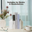 Natural Marble Book Ends - Heavy Duty Bookends for Shelves - Aesthetic Layered Arch Design Stone Book Holders, Decorative Modern Office Bookshelf Stopper Decor for Books/CDs, White