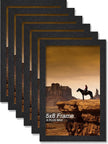 A PLUS MAX 5x8 Picture Frame Set of 6, Black Engineered Wood Frame for 5 x 8 Inch Picture Poster Photo, Light Weight 5 by 8 Frame with Wood-grain for Wall - 6 Pack/Black/5
