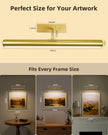 EZVALO Picture Lights for Wall, 16'' Rechargeable 6000mAh Painting Lights with Remote, Wireless Dimmable 3 Color Temps Art Lights for Gallery, Living Room, Hallway (Gold, 2Pack)
