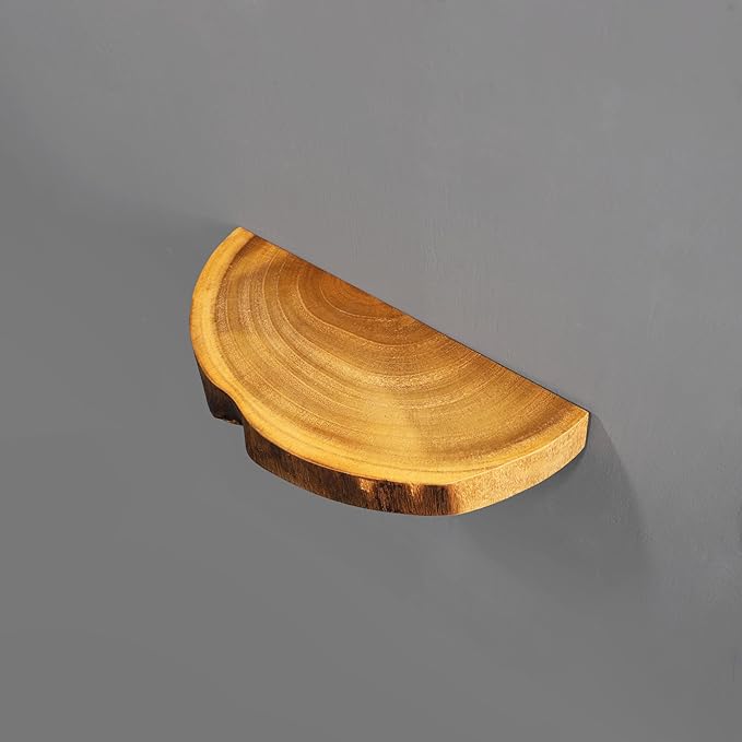 [PJ Collection] Small Live Edge Floating Wall Shelf with Paulownia Wood, Natural Wood Shelf, Floating Wall Shelf, Handcrafted Wall Shelf, Live Edge Wall Shelf