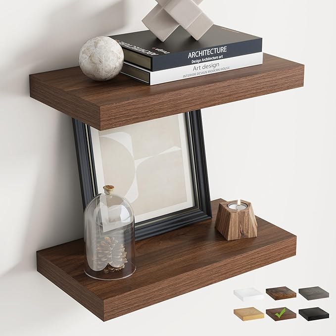 16 Inch Floating Shelves for Wall Set of 2, 8