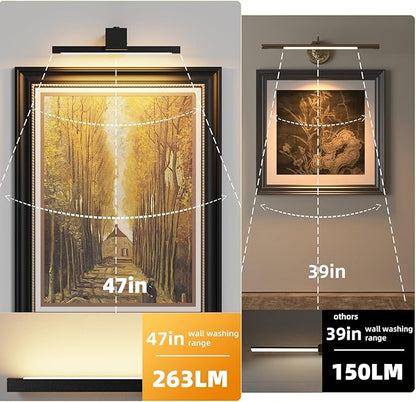 Picture Lights for Wall,Battery Operated Art Light,12in Gallery Light for Paintings,3CCT Dimmable,Metal Finish Recharging Battery Wall Light with Remote Control for Pictures Display(Black)