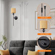 Rattan Plug in Wall Sconces Set of 2, Dimmable Vintage Black Wall Light with Dimmer Switch 6.5ft Electric Cord Wall Lamp for Bedroom Bedside Living Room ﻿