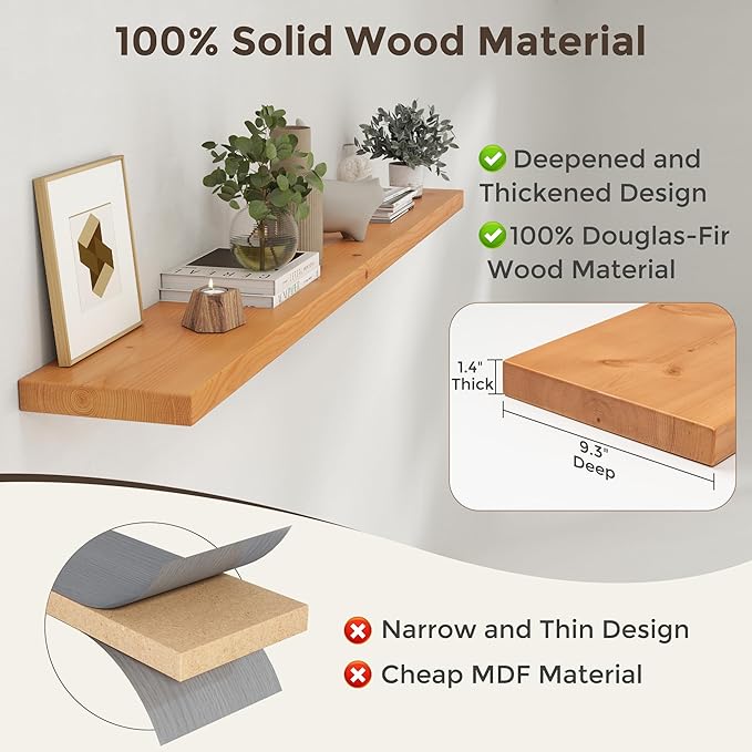 Axeman 72 Inch Floating Shelves for Wall, 9.3