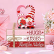 Geelin 4 Pcs Valentine Decorations Valentine Tiered Tray Decoration Wooden Gnome Book Stack Signs Ornament Vintage Table Decoration for Home Office Table Shelf Centerpiece Farmhouse Decorations