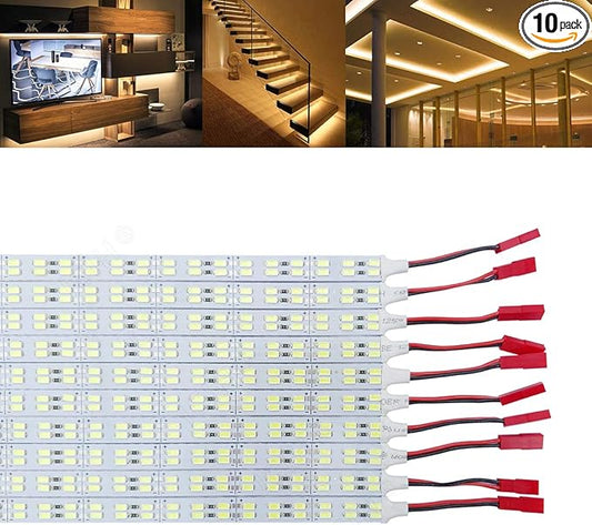 ICIH Under Cabinet LED Lighting 10Pack Rigid DC 12V LED Light Strip Light Super Bright Warm White 3000K SMD5630 9W 84LED Double Row 0.5m/20in for Kitchen,Counter,Shelf,TV Back