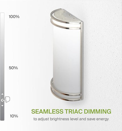 ASD LED Indoor Wall Mount Light Fixture - 14 Inch 20W Modern Interior Nickel Dimmable Wall Sconce Light - ETL 3000K 4000K 5000K Adjustable - Hallway, Bedroom LED Wall Lights