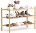 Shoe Rack, 3-Tier Bamboo Stackable Shelf Storage Organizer, Stand for Closet, Entryway, Hallway, Bathroom and Living Room（Natural）