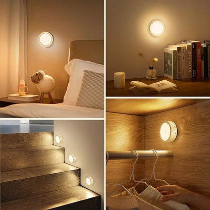 Brightown 3-Pack Picture Lights for Wall,Rechargeable Battery Operated Painting Light Magnetic Art Display Light with Remote, Puck Lights, Dimmable & Timer Art Lighting for Paintings Wireless,Gold
